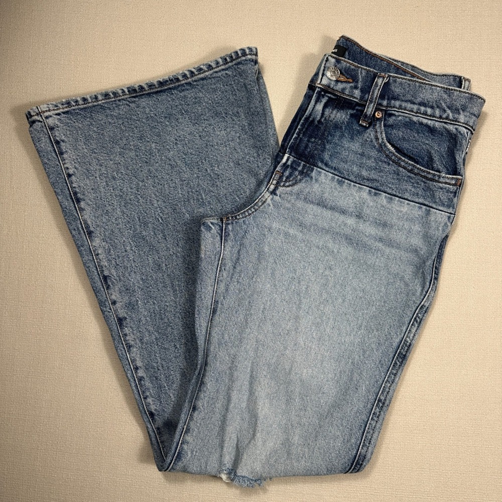 Express Women's Flare Jeans in Light Wash Blue